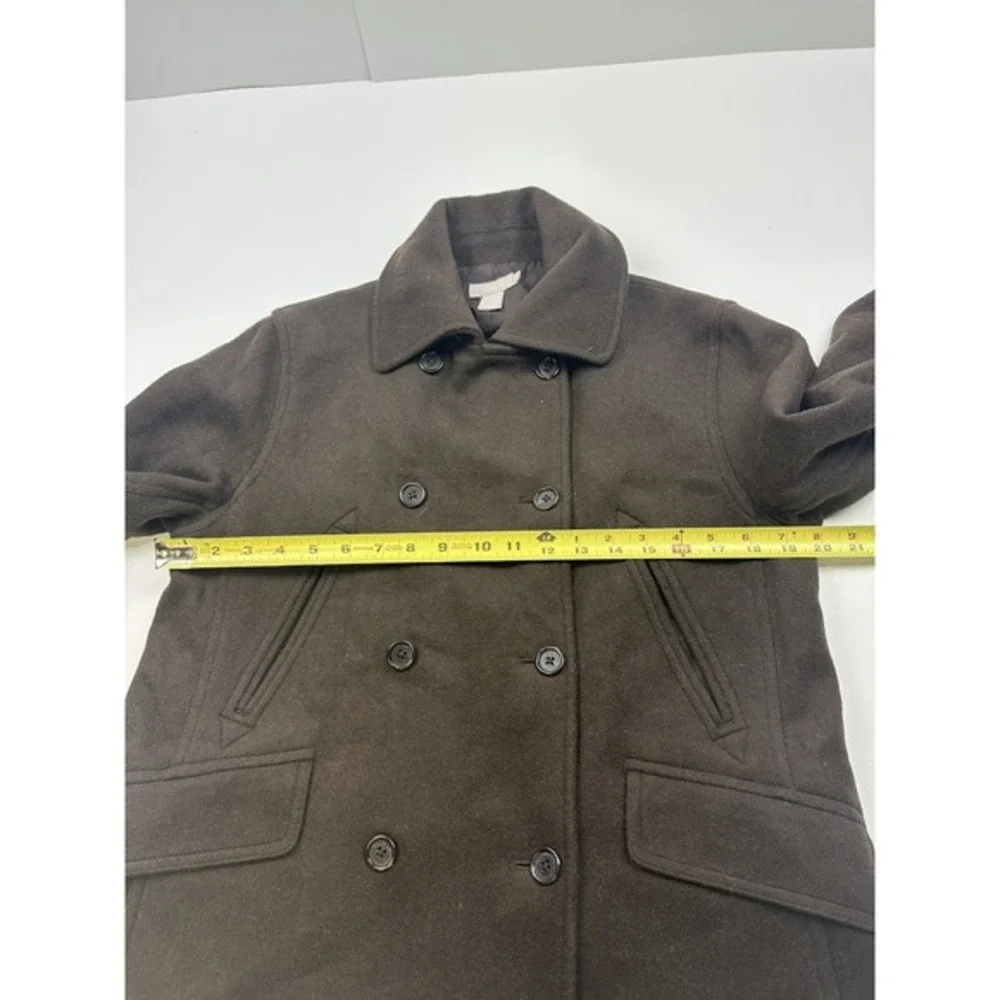 Vintage J. Crew Chocolate‎ Brown Wool Double Breasted Pea Coat Small - Picture 5 of 7